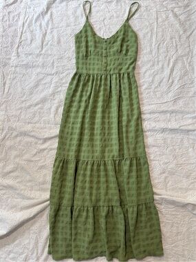 Green Tiered Maxi Dress with Spaghetti Straps Size Small
